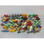 Large collection of Dinky Toys including buses, trucks, lorries, etc, many of which have been re-