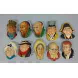 Ten Bossons wall plaster bust plaques of Dickensian characters
