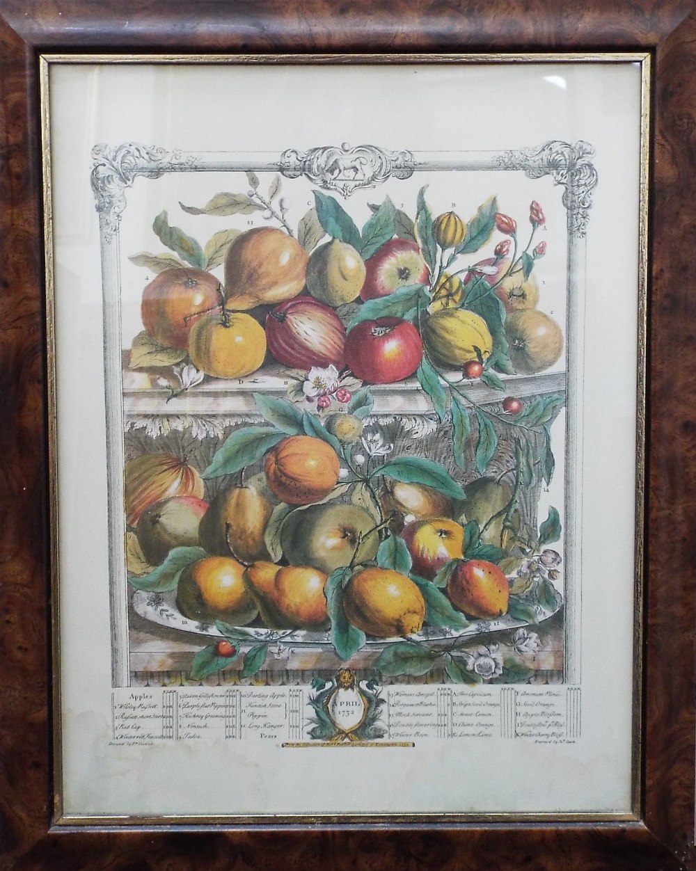 A collection of twelve reproduction coloured prints of 18th century engravings of the twelve