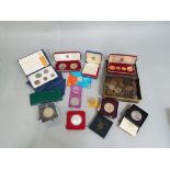 Two cased Jersey crowns 1966, cased Jersey pennies and 3d pieces 1966, 3 x 1951 crowns, proof silver