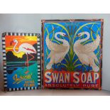 Two vintage style hand painted advertising signs for Swan Soap, 80 x 68cm and imperial Roll Films,