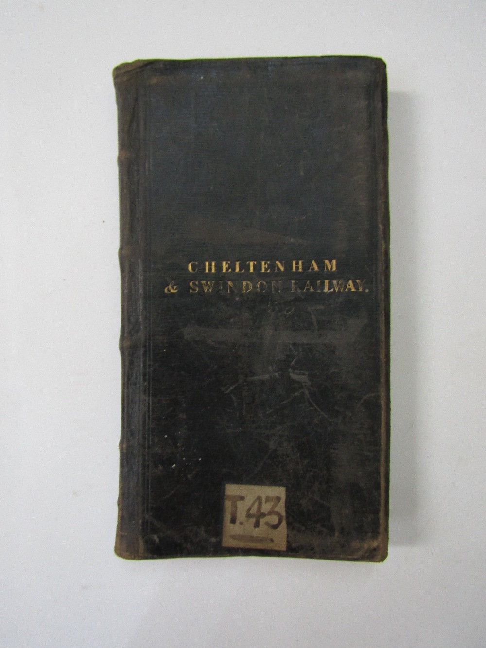 A leather bound pocket folio Cheltenham and Swindon Railway proposed route map 1835, with seven hand