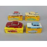 Four Dinky Toys including Triumph Herald 189, De Soto Fireflite Sedan 192, Dodge Royal Sedan 191 and