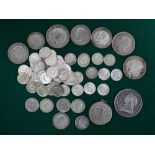 A collection of pre- 1947 silver coinage mainly 3d pieces VF condition, 1893 crown, etc 230 grams