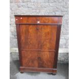 Early 19th century mahogany secretaire abbatant, with well matched flamed veneers, the fall front