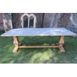 A good quality contemporary Nordic design London oak refectory table, the rectangular top raised