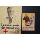 WWI Red Cross poster by Mielziner, published in 1918, together with a German poster published by