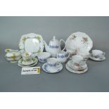 A collection of Shelley Blue Harlequin pattern coffee wares comprising coffee pot, milk jug, sugar