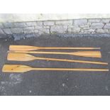 Two pairs of wooden rowing boat oars