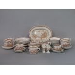 A collection of Furnivals Quail pattern breakfast and other wares including an oval serving plate,