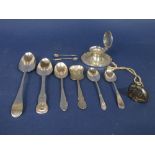 Mixed collection of silver comprising novelty babies rattle in the form of an elephant (af) ink well