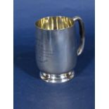 1930s silver baluster tankard upon stepped circular base, with inscription, maker B S Ltd,