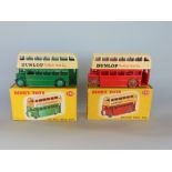 Two Double Decker bus Dinky Toys 290, one red and one green, with original boxes (2)