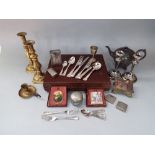 Mid 20th century canteen of Kings pattern handled cutlery together with further silver plated items,