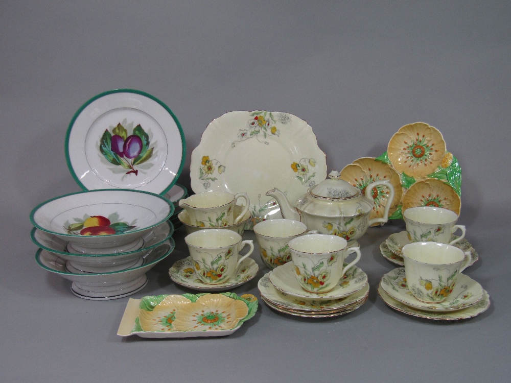 A collection of Crown Staffordshire teawares with yellow poppy detail comprising teapot, milk jug, - Image 2 of 2