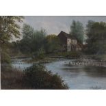 Francis Cecil Boult (British Fl.1877-1895) - River scenes with farm building and single arched red