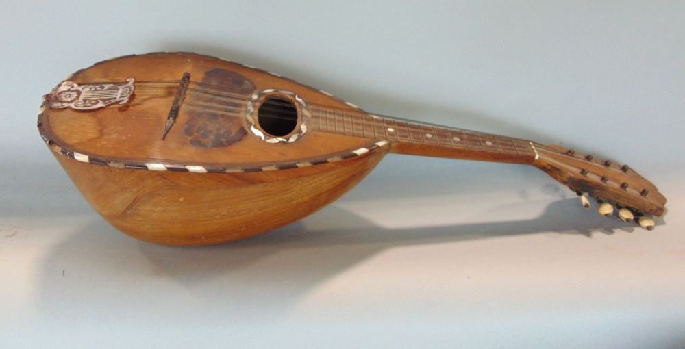 An unusual cased single stringed long neck violin with paper label to interior Italian renascent F H - Image 2 of 3