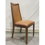 A set of six teak framed dining chairs (probably G-Plan) with light brown upholstered drop in