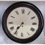 19th century mahogany single fusee wall clock, 12 inch dial, 39 cm diameter, pendulum (af)