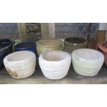 One lot of small contemporary garden planters to include six composition stone examples, three in