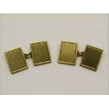 Pair of 18ct engine turned rectangular cufflinks, 15.6g total