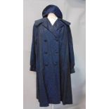 1960's ladies double breasted coat from B Altman & Co, Fifth Ave, New York, in blue/ black fabric