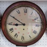 19th century oak cased wall clock with painted dial with Roman and Arabic numerals, 11 inch dial, 36