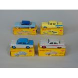 Four Dinky Toys including Hillman Minx Saloon 175 Austin A105 Saloon 176, Plymouth Plaza 178 and