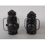Two policeman's lamps with bulls eye lenses, 1860s (2)