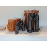 Pair of Barr & Stroud 7x military binoculars, serial number 76662, with leather case; together