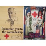 Three WWI Red Cross posters 'Answer The red Cross Christmas Roll Call' by Ray Greenleaf, plus two