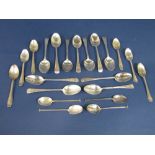 A collection of various silver teaspoons to include a set of six spoons with bright cut fancy