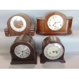 Four various vintage mantel clocks to include a three train Napoleon hat example (4)