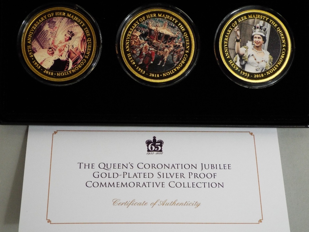 Queens commemorative jubilee gold plated on silver proof commemorative collection, together with two - Image 4 of 4