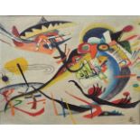 After W. Kandinsky - 'Untitled' (Abstract), Oil on board, 29.5 x 37cm, framed
