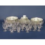 A quantity of Bridgwood dinnerwares with green ribbon and swag decoration, retailed by T Goode &