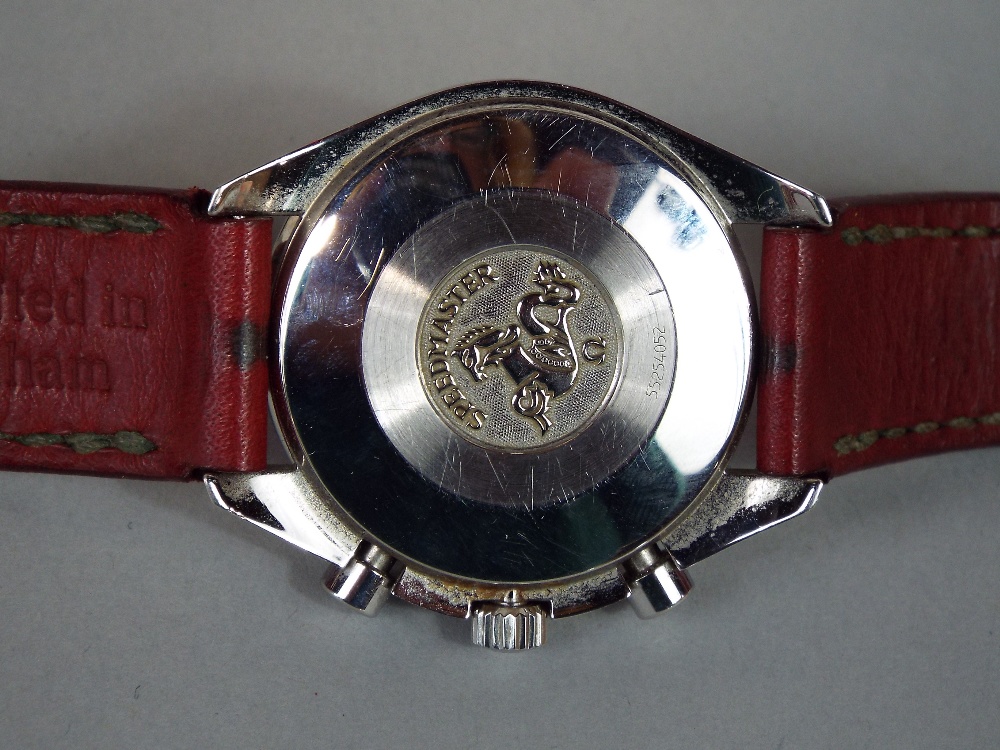 Gent's Omega Speedmaster automatic Michael Schumacher edition stainless steel wristwatch, the red - Image 4 of 6