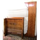Mid 19th century continental sleigh bed in birds eye maple with carved and scrolled detail to accept