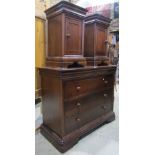 A Willis & Gambier reproduction cherrywood commode of three long drawers, together with a pair of