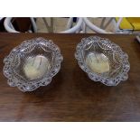 Good pair of late Victorian cast silver bonbon or sweetmeat dishes, the rims cast with masks