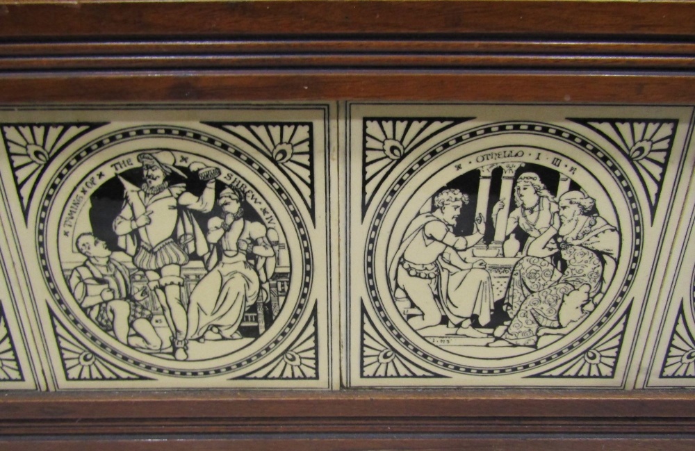 A late Victorian walnut washstand fitted with two frieze, birds-eye maple veneered drawers, raised - Image 4 of 5