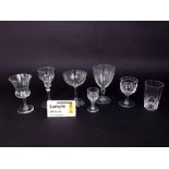 A quantity of drinking glasses of, various sizes, a glass salt, etc