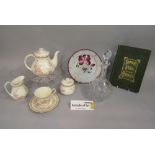 A six place Royal Doulton Lisette tea set from the Romance collection including teapot, milk jug,