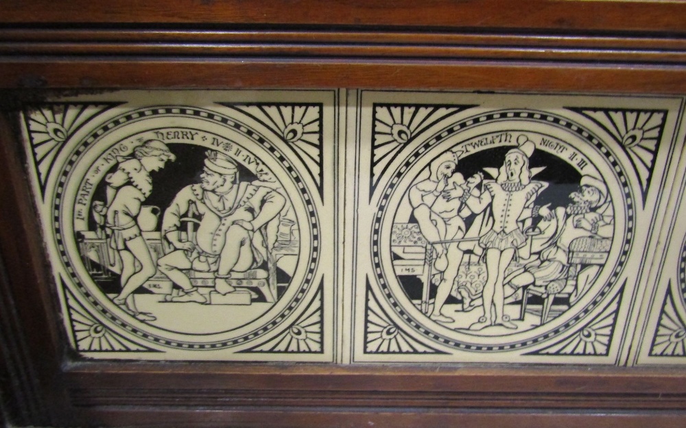 A late Victorian walnut washstand fitted with two frieze, birds-eye maple veneered drawers, raised - Image 3 of 5