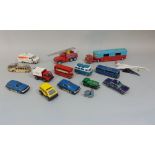 Die cast model vehicles including Dinky Chipperfield Circus Articulating Horse Box, and