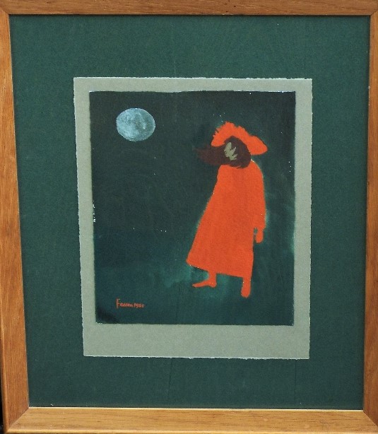 Mary Fedden (1915-2012) - 'Girl in Red', signed and dated 1983, gouache on paper, 22 x 17cm, framed - Image 2 of 3