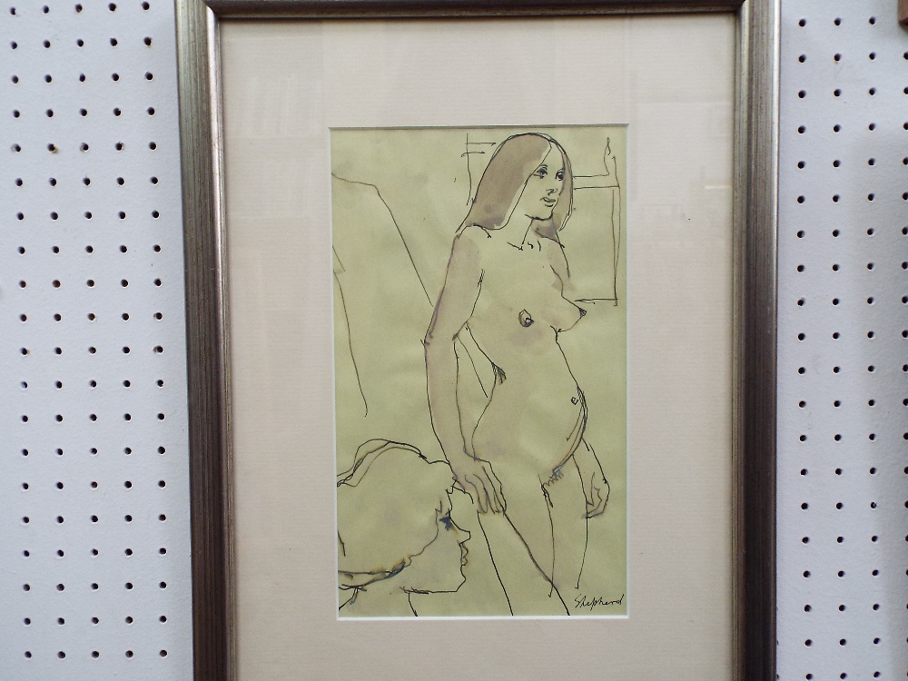 Sydney Horne Shepherd (1909-1993) - Four various nude studies, one with coloured highlights, three - Image 5 of 5