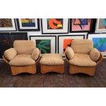 Max Clendinning for Race Furniture - 'Pica' lounge suite comprising two chairs and a footstool, with