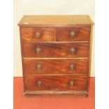 A very small Georgian mahogany table top chest of three long and two short drawers, 42 cm wide, 47