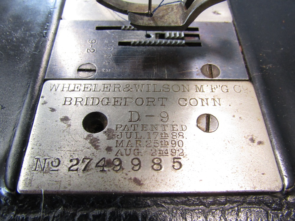 A sewing machine by Wheeler Wilson of Bridgeport Connecticut circa 1892 number 2749985 together with - Image 2 of 3